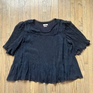 Jason Wu Navy Silk Blouse
